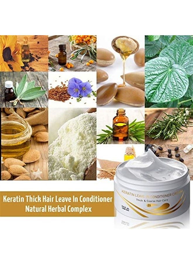 Vitamins Leave in Conditioner Cream - Indulgent Anti Frizz Conditioning for Curly Hair - Curl Defining Styling Detangler for Thick Coarse Natural Dry Damaged Hair (Keratin)