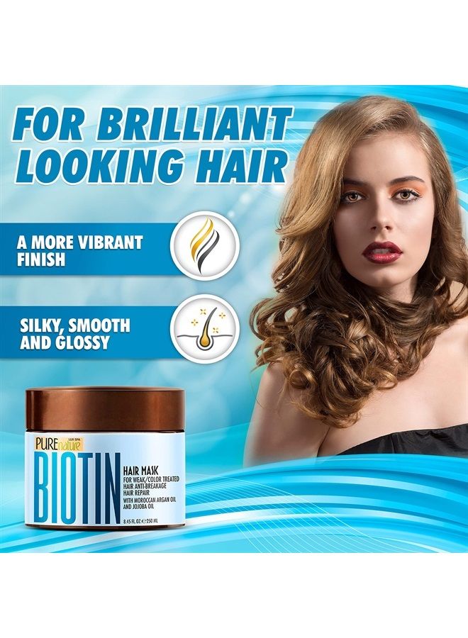 Biotin Hair Mask - Hydrating Thickening Repair Treatment for Dry and Damaged Hair - Deep Conditioner with Keratin Collagen and Moroccan Argan Oil for Volume - Intense Moisture for Split Ends