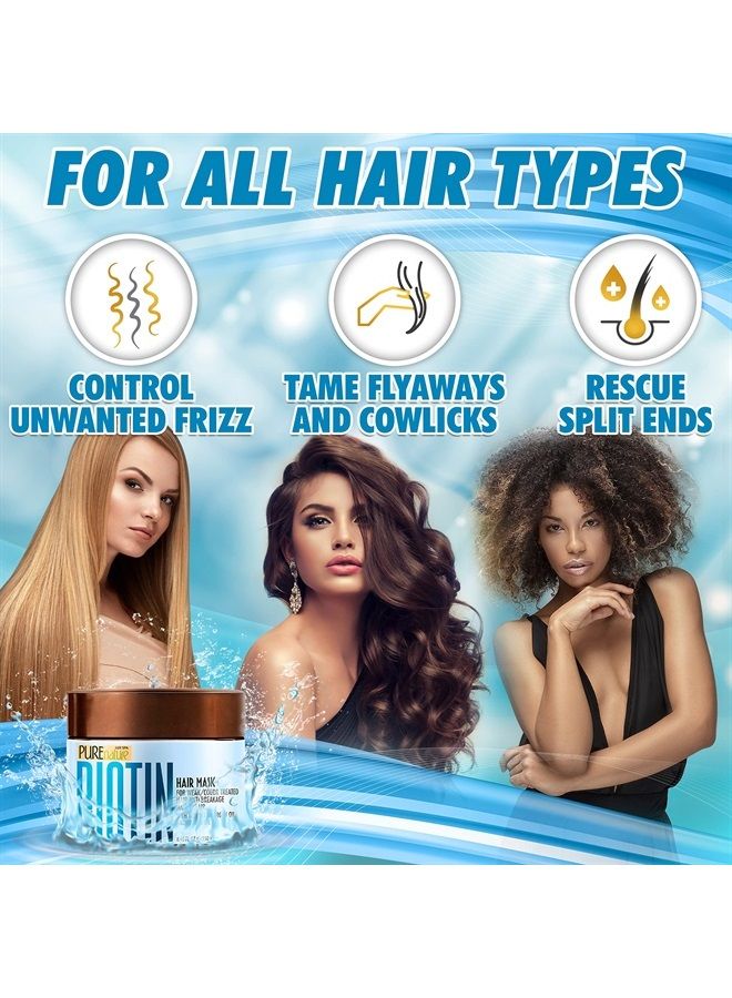 Biotin Hair Mask - Hydrating Thickening Repair Treatment for Dry and Damaged Hair - Deep Conditioner with Keratin Collagen and Moroccan Argan Oil for Volume - Intense Moisture for Split Ends