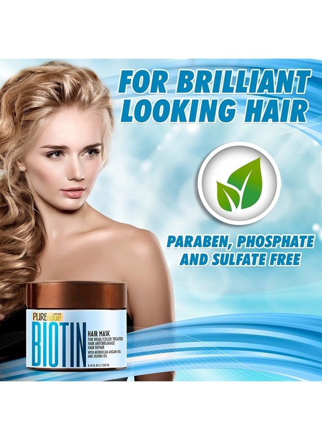 Biotin Hair Mask - Hydrating Thickening Repair Treatment for Dry and Damaged Hair - Deep Conditioner with Keratin Collagen and Moroccan Argan Oil for Volume - Intense Moisture for Split Ends