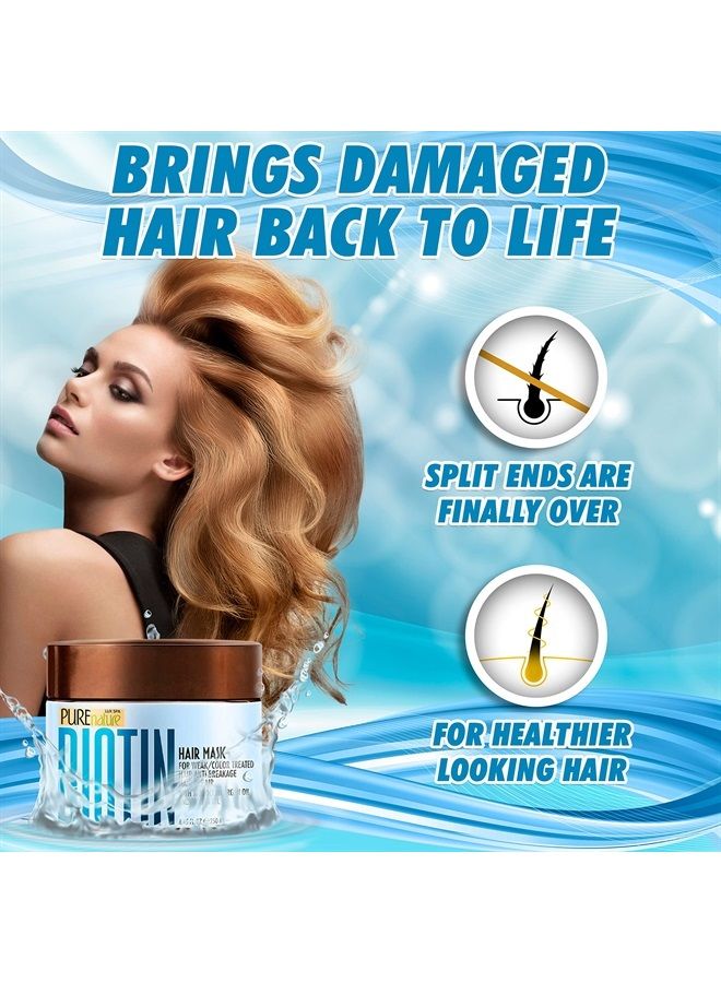 Biotin Hair Mask - Hydrating Thickening Repair Treatment for Dry and Damaged Hair - Deep Conditioner with Keratin Collagen and Moroccan Argan Oil for Volume - Intense Moisture for Split Ends