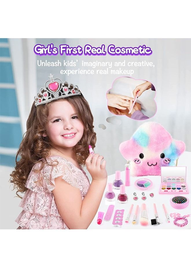 Kids Makeup Toys for Girls, Princess Dress up Makeup Set with Cute Cosmetic Makeup Bag for Little Girls Birthday Gifts