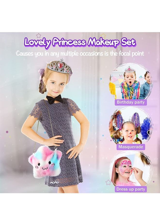 Kids Makeup Toys for Girls, Princess Dress up Makeup Set with Cute Cosmetic Makeup Bag for Little Girls Birthday Gifts