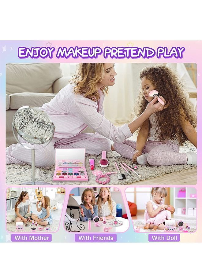 Kids Makeup Toys for Girls, Princess Dress up Makeup Set with Cute Cosmetic Makeup Bag for Little Girls Birthday Gifts