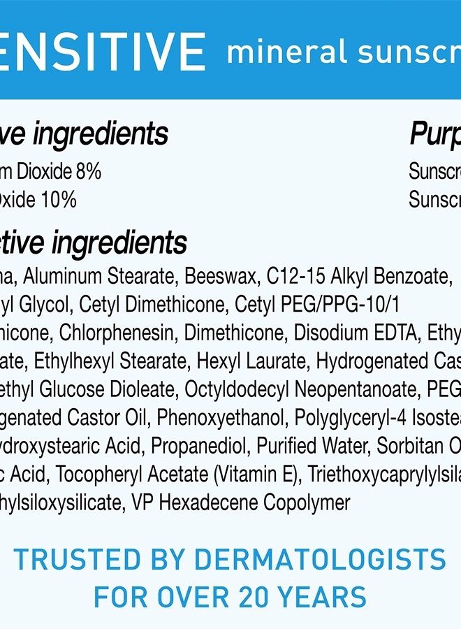 Blue Lizard SENSITIVE Mineral Sunscreen with Zinc Oxide, SPF 50+, Water Resistant, UVA/UVB Protection with Smart Bottle Technology - Fragrance Free, 8.75 oz.