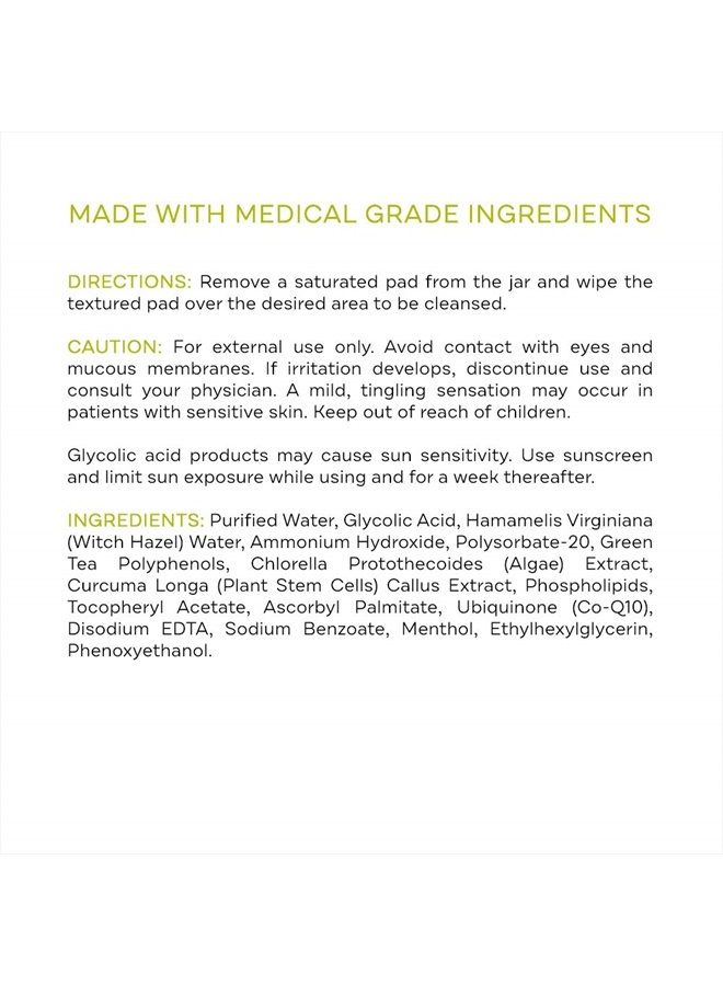 Glycolix Elite Glycolic Acid Resurfacing Peel Pads - Medical Grade Brightening and Exfoliating Treatment, Travel Friendly Pads, 60 ct.