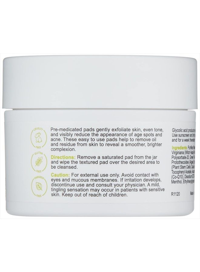Glycolix Elite Glycolic Acid Resurfacing Peel Pads - Medical Grade Brightening and Exfoliating Treatment, Travel Friendly Pads, 60 ct.