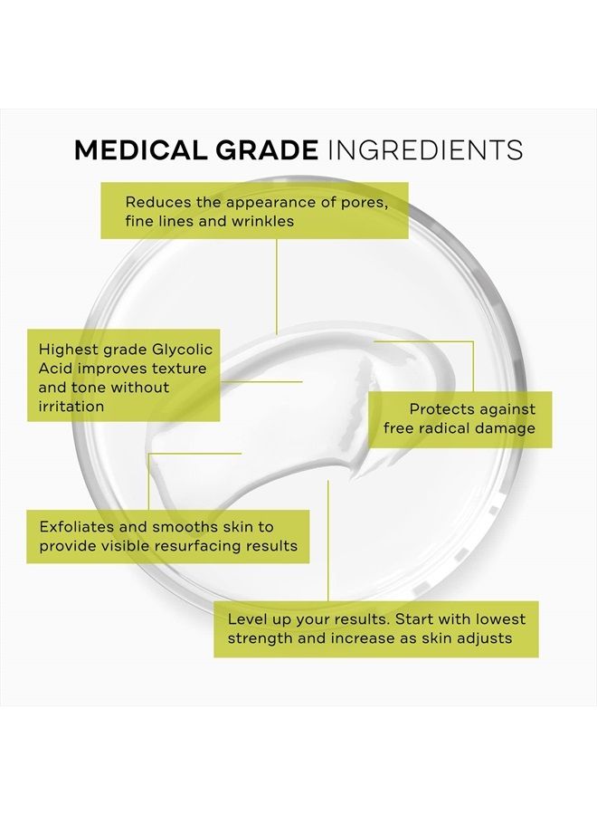 Glycolix Elite Glycolic Acid Resurfacing Peel Pads - Medical Grade Brightening and Exfoliating Treatment, Travel Friendly Pads, 60 ct.