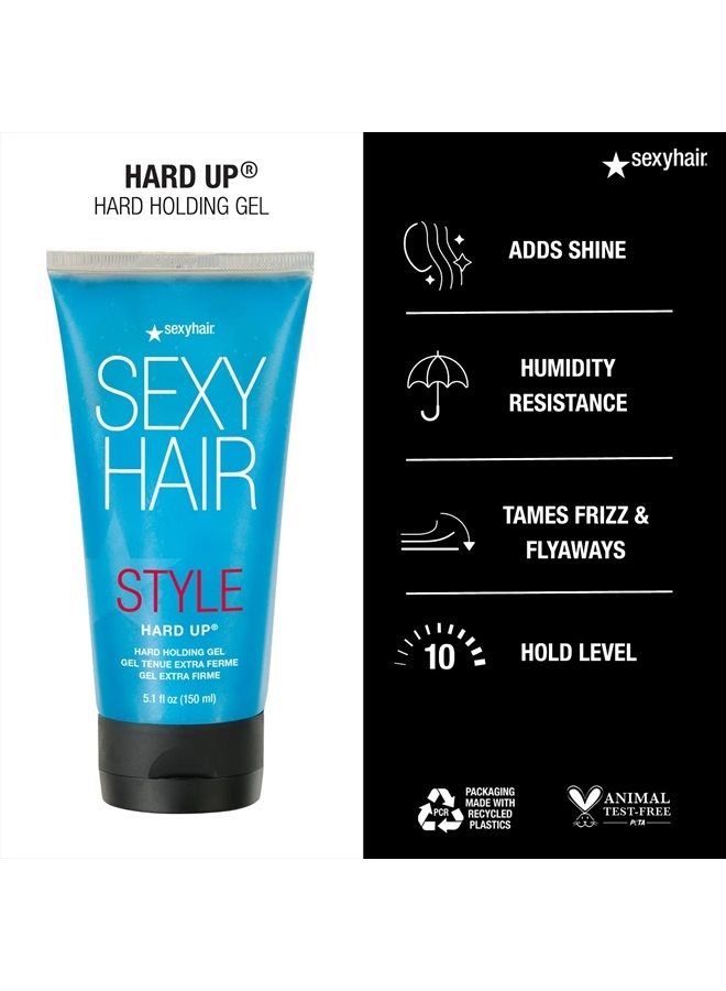 Style Hard Up Hard Holding Gel, Extreme Hold | Non-Flaking Formula | All Hair Types, 5.1 Fl Oz