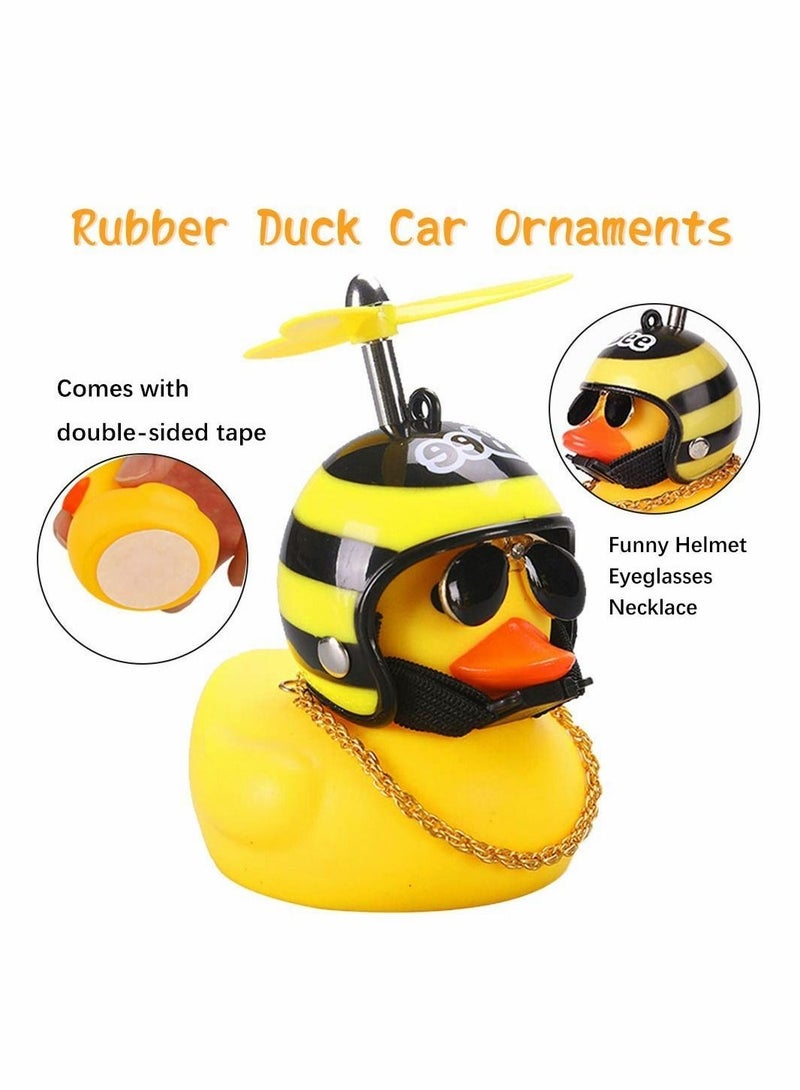 Yellow Duck Car Dashboard Decorations with Propeller Helmet ( 2 Pack - Shark Bee )