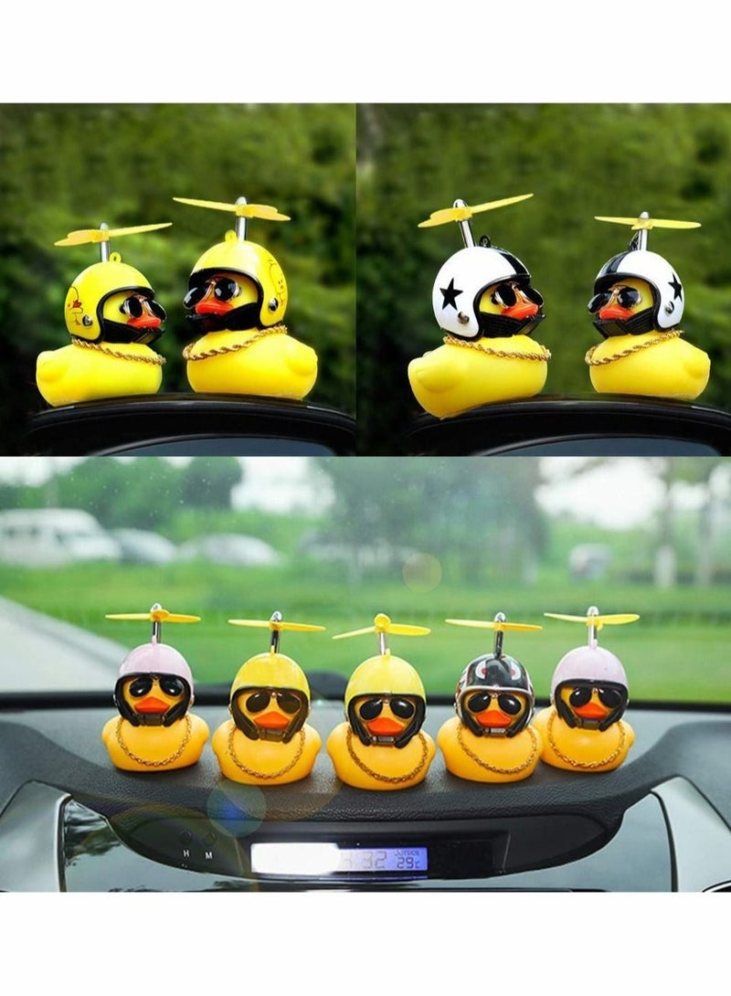 Yellow Duck Car Dashboard Decorations with Propeller Helmet ( 2 Pack - Shark Bee )