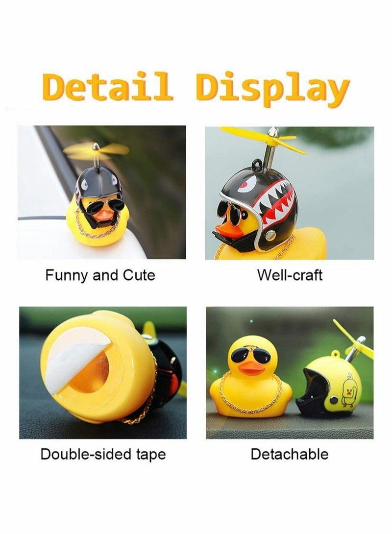Yellow Duck Car Dashboard Decorations with Propeller Helmet ( 2 Pack - Shark Bee )