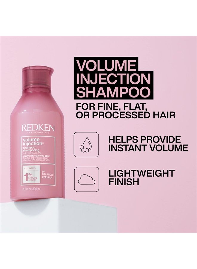 Redken Volume Injection Shampoo | For Fine Hair | Adding Lift & Body | Paraben Free | 10.1 Fl Oz (Pack of 1)