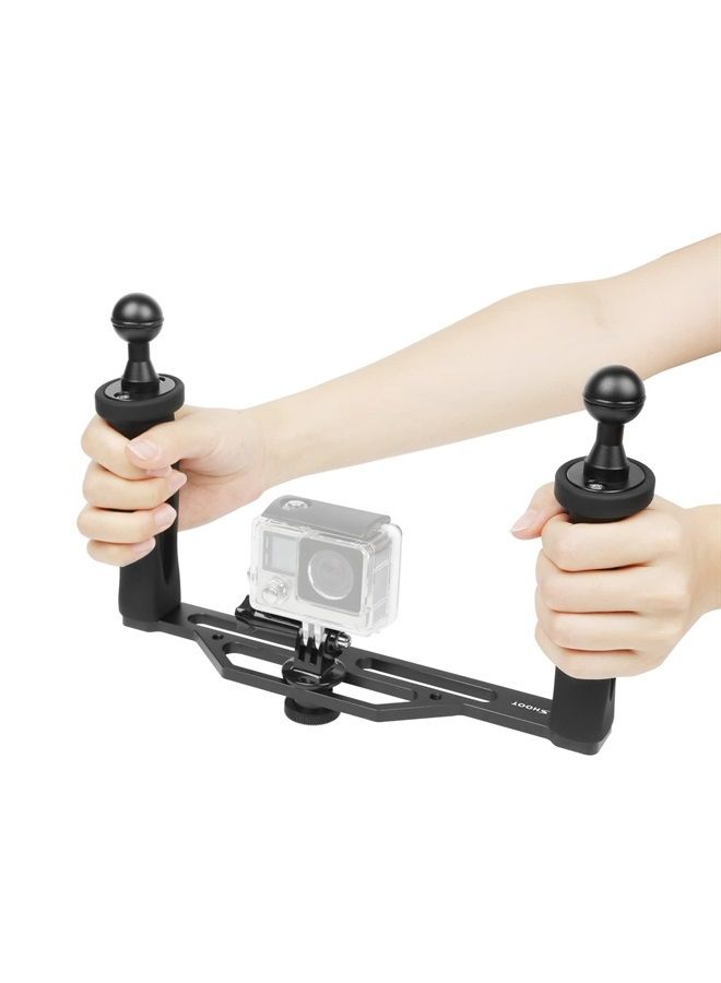 Shoot Aluminium Alloy Handheld Stabilizer Tray Handle Grip for Hero 11/10/9/8/7 6/5/4/3+/3 and 6 inch Dome Port and All LED Video Light Camera Camcorder with 1/4 inch Screw Hole