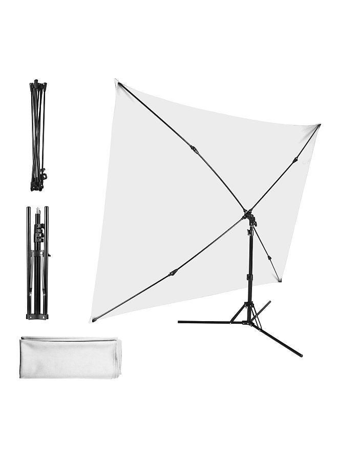 Andoer 2x1.5m/ 6.5x4.9ft White Photo Backdrop Photography Background Screen with Adjustable Tripod Cross-Shaped Stand for Streaming Gaming Studio Photography