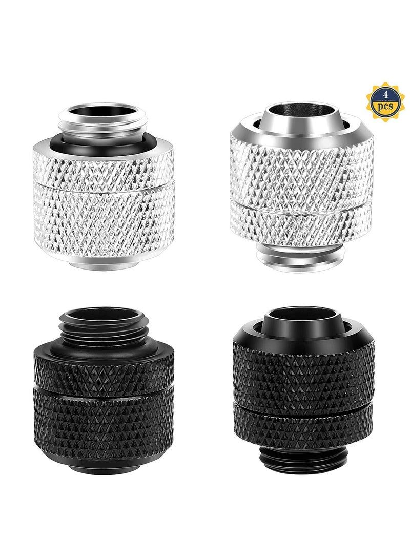 Water Cooling Compression Fitting, G1/4inch Threaded Soft Tube Two-Touch Connector, PC Water Cooling System Tube Connector for 9.5mm ID and 12.7mm OD Thin Tubing 4 Pcs