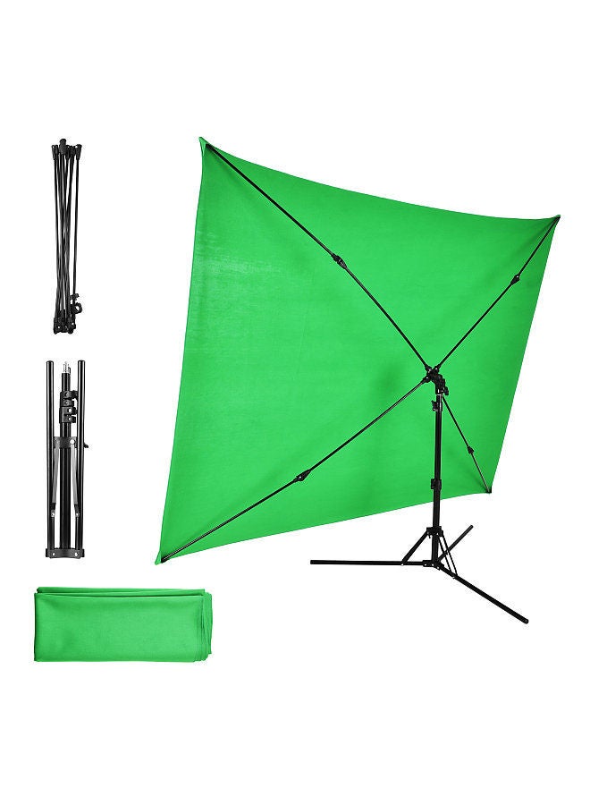 2x1.5m/ 6.5x4.9ft Green Screen Backdrop Photography Background with Adjustable  Tripod Cross-Shaped Stand for Streaming Gaming Studio Photography
