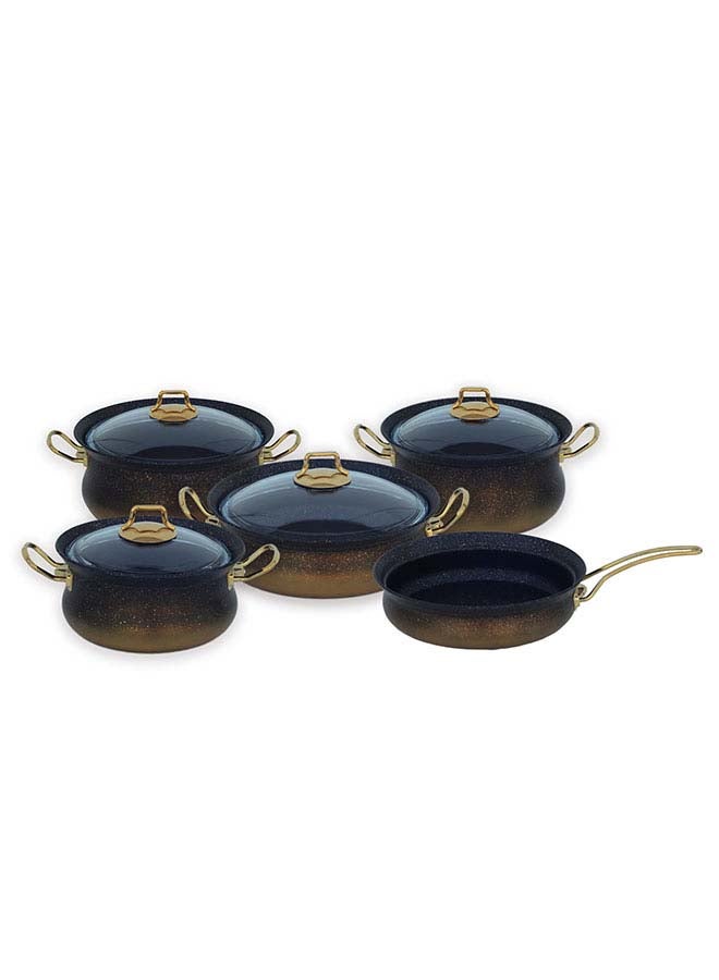 9-Piece Granite Cookware Set Gold