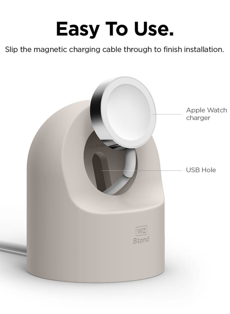 W2 Stand for Apple Watch Charger Stand compatible with Apple Watch Ultra, Series 8/SE2/7/6/SE/5/4/3/2/1 (49mm,45mm,44mm,42mm,41mm,40mm,38mm) - Stone