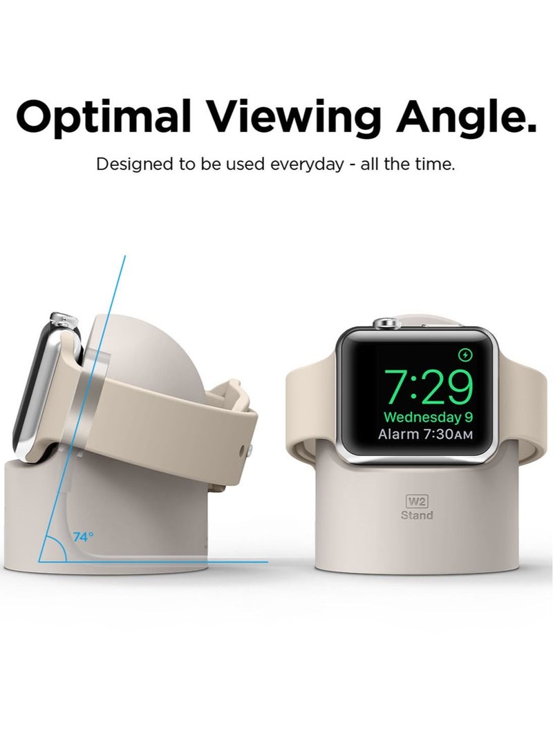 W2 Stand for Apple Watch Charger Stand compatible with Apple Watch Ultra, Series 8/SE2/7/6/SE/5/4/3/2/1 (49mm,45mm,44mm,42mm,41mm,40mm,38mm) - Stone