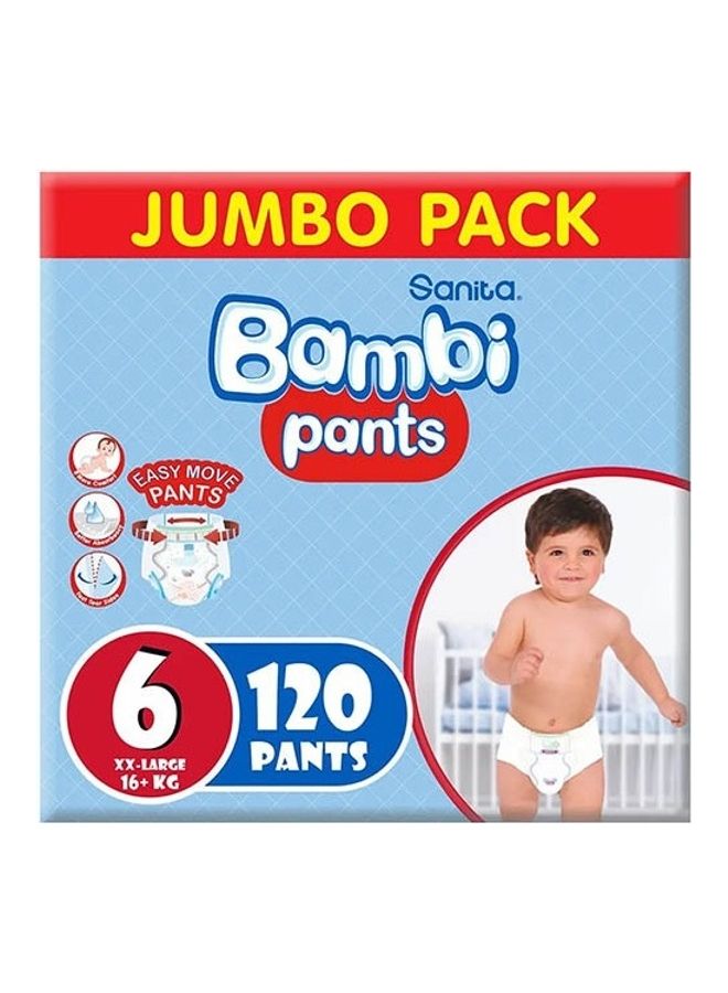 Baby Diapers Jumbo Pack Size 6, Xx-Large, 16+ Kg, 120 Count