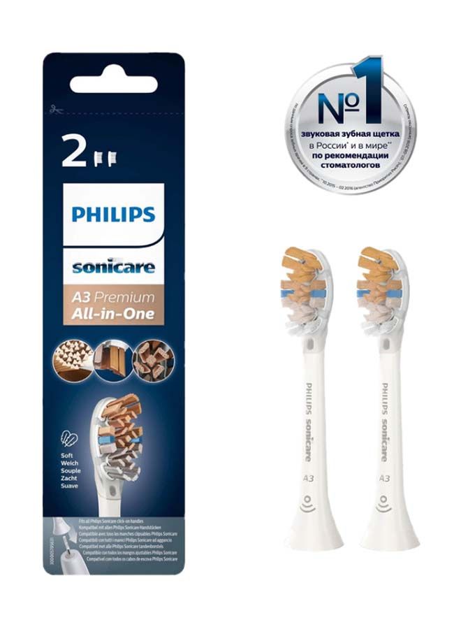 Premium All-in-One Brush Head for Complete Care -Pack of 2, HX9092/67 2 Year Warranty
