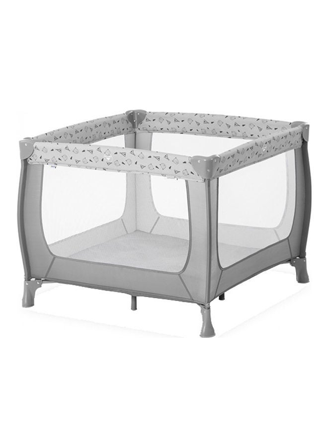 Sleep N Play SQ Playpen / Travel Cot for Babies and Children from Birth to 15 kg Square 90 x cm Compact Foldable Includes Carry Bag Nordic Grey