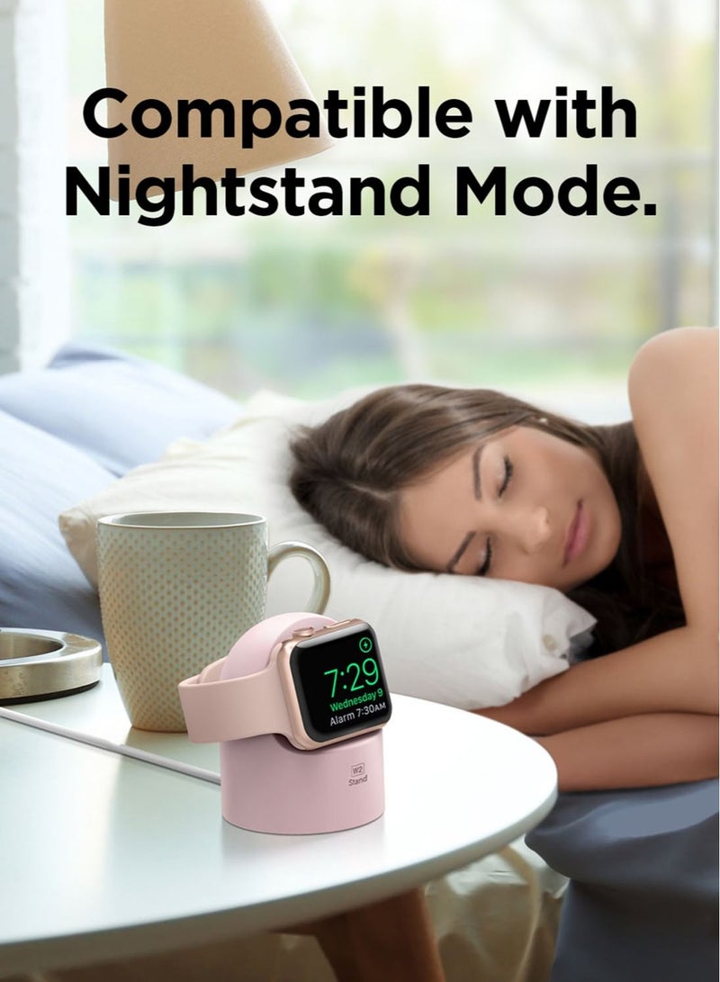 W2 Stand for Apple Watch Charger Stand compatible with Apple Watch Ultra, Series 8/SE2/7/6/SE/5/4/3/2/1 (49mm,45mm,44mm,42mm,41mm,40mm,38mm) - Lovely Pink