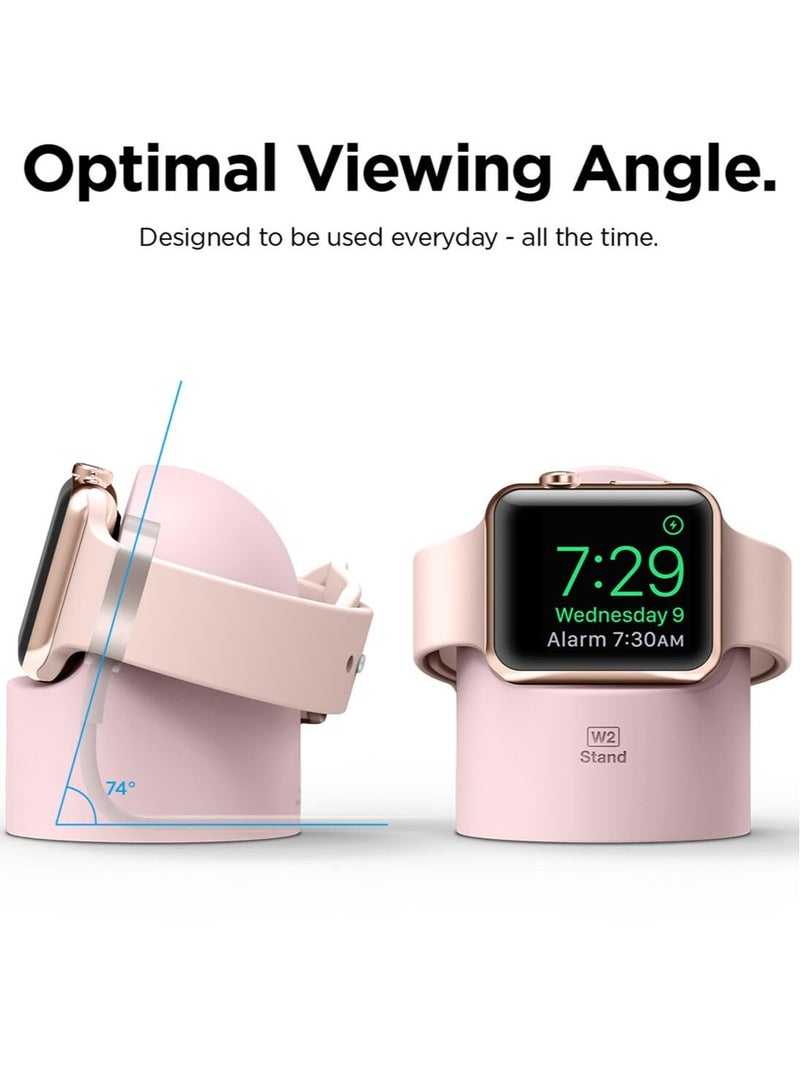 W2 Stand for Apple Watch Charger Stand compatible with Apple Watch Ultra, Series 8/SE2/7/6/SE/5/4/3/2/1 (49mm,45mm,44mm,42mm,41mm,40mm,38mm) - Lovely Pink