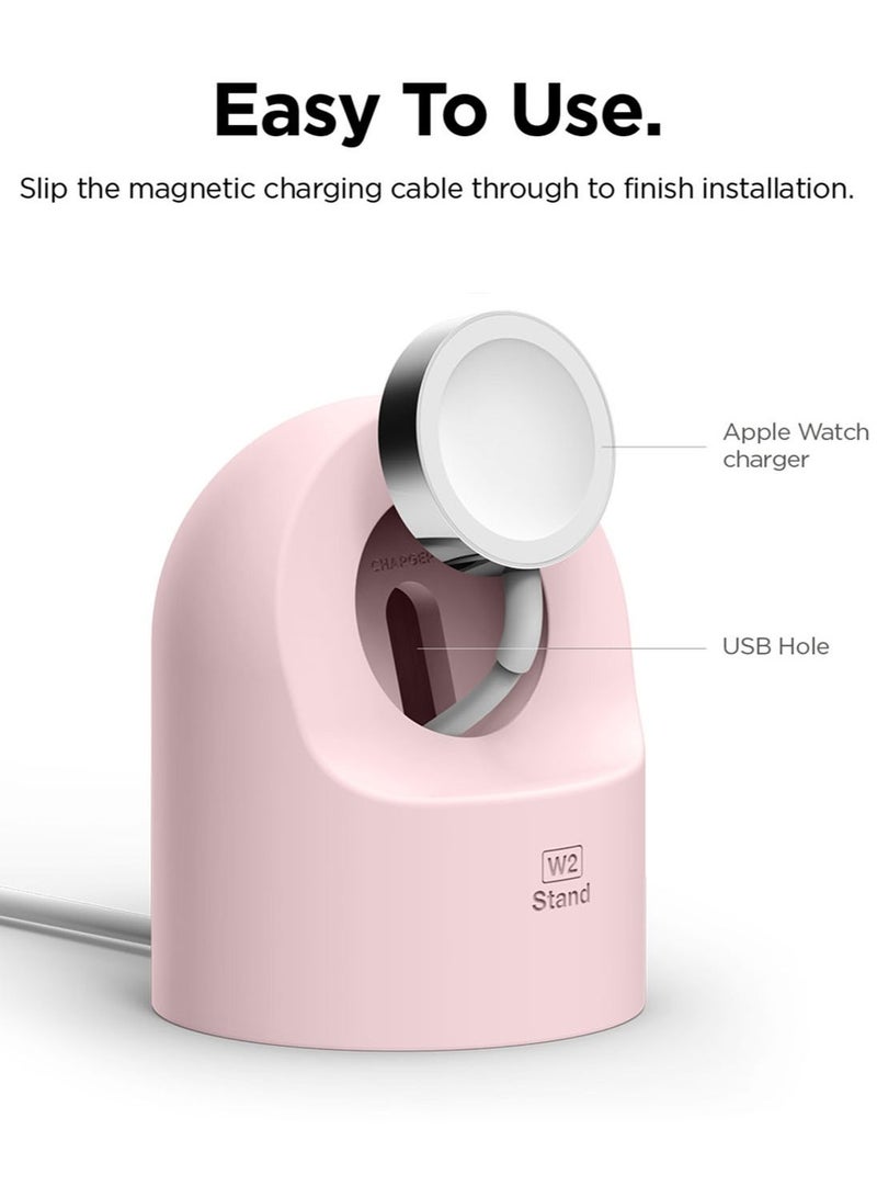 W2 Stand for Apple Watch Charger Stand compatible with Apple Watch Ultra, Series 8/SE2/7/6/SE/5/4/3/2/1 (49mm,45mm,44mm,42mm,41mm,40mm,38mm) - Lovely Pink