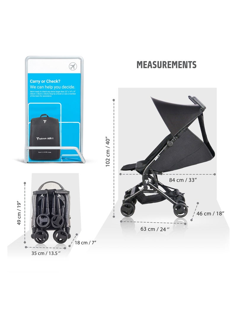 Air - 1 Travel Stroller With Carry Backpack - Black