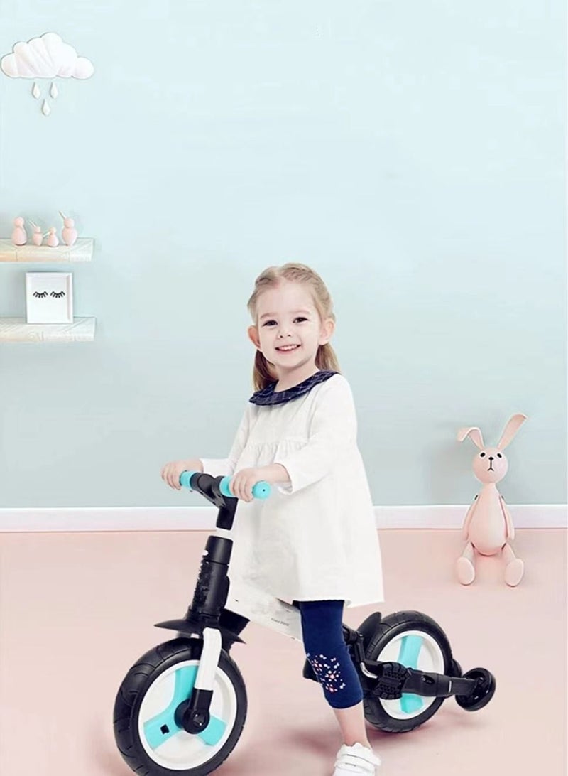 5-in-1 High Quality Bicycle Kids Tricycle/Balance Bike/Push Bike with Push bar for 2-8 Yrs Kids (Blue)