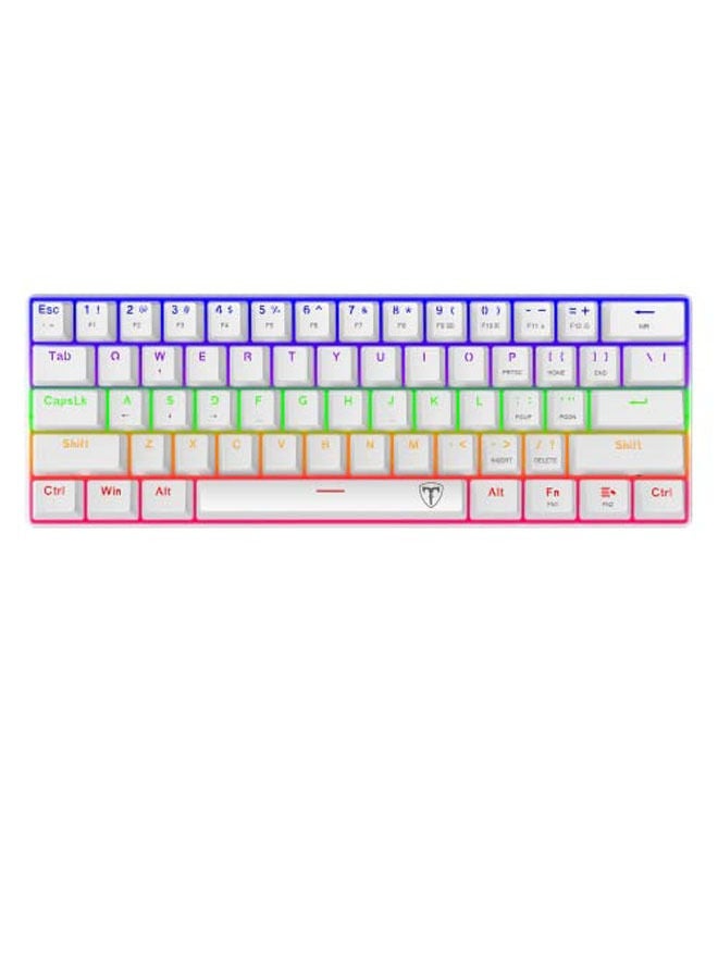 T-DAGGER 60% Wired Mechanical Gaming Keyboard, RGB Backlit Ultra-Compact Mini Keyboard, Waterproof Mini Compact 61 Keys Keyboard for PC/Mac Gamer, Typist, Travel, Easy to Carry on Business Trip(White)