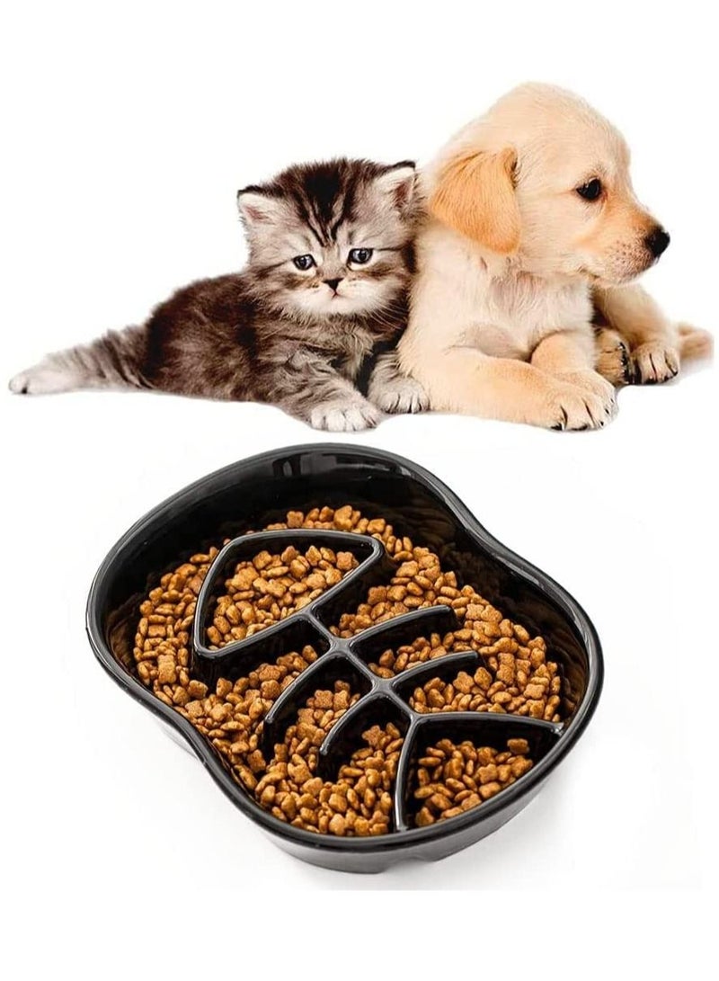 Healthy Eating Pet Bowls, Slow Feeder Cat Dog Bowl, Ceramic Fun Interactive Feeder, for Against Bloat, Indigestion, and Obesity, for Cats and Dogs (Black)