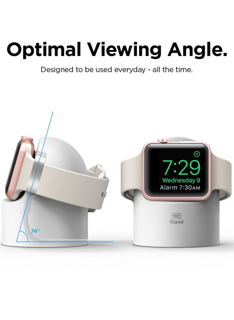 W2 Stand for Apple Watch Charger Stand compatible with Apple Watch Ultra, Series 8/SE2/7/6/SE/5/4/3/2/1 (49mm,45mm,44mm,42mm,41mm,40mm,38mm) - White