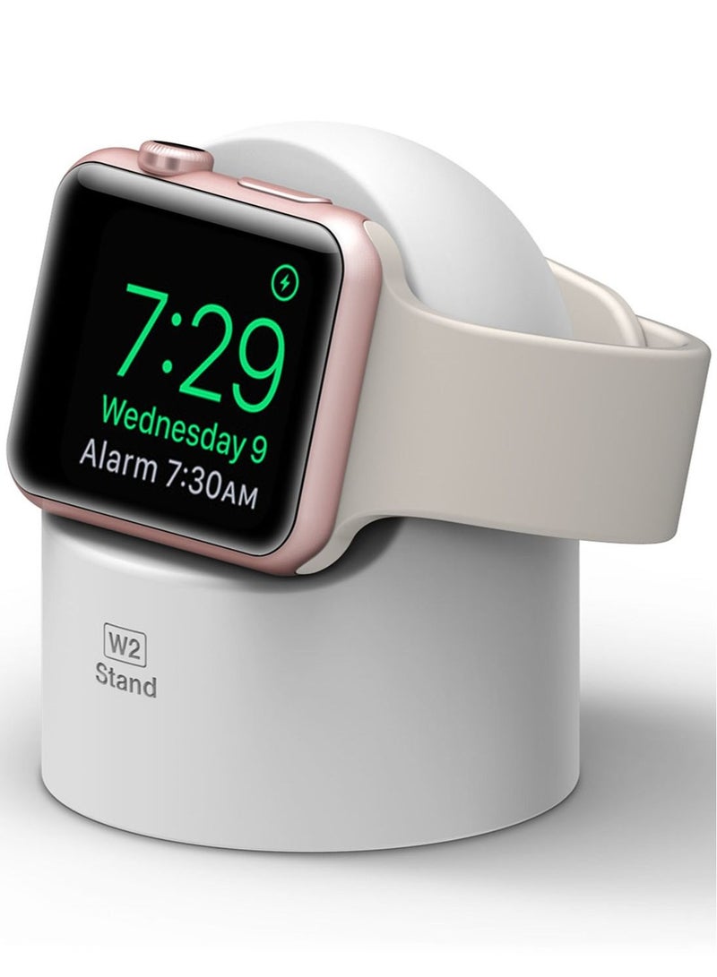 W2 Stand for Apple Watch Charger Stand compatible with Apple Watch Ultra, Series 8/SE2/7/6/SE/5/4/3/2/1 (49mm,45mm,44mm,42mm,41mm,40mm,38mm) - White