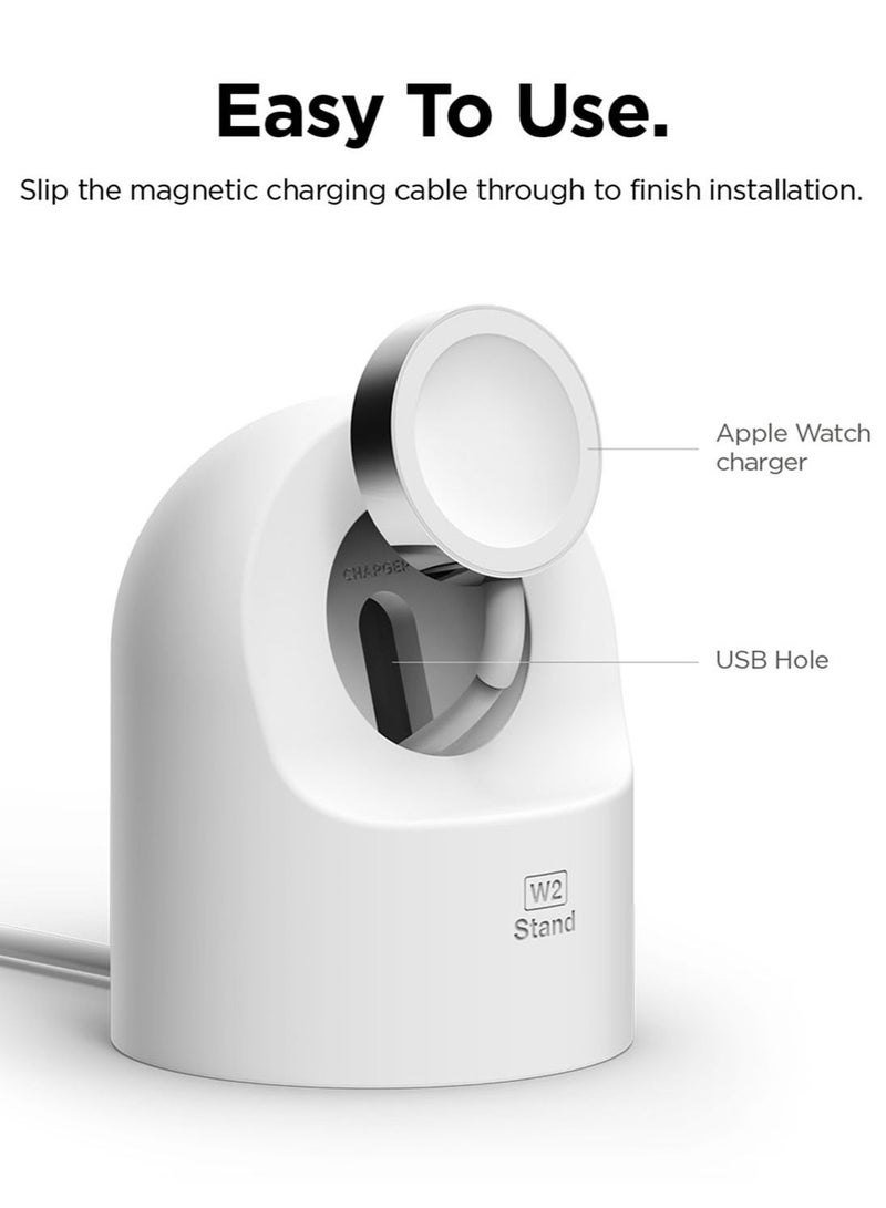 W2 Stand for Apple Watch Charger Stand compatible with Apple Watch Ultra, Series 8/SE2/7/6/SE/5/4/3/2/1 (49mm,45mm,44mm,42mm,41mm,40mm,38mm) - White