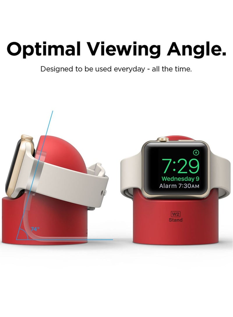 W2 Stand for Apple Watch Charger Stand compatible with Apple Watch Ultra, Series 8/SE2/7/6/SE/5/4/3/2/1 (49mm,45mm,44mm,42mm,41mm,40mm,38mm) - Red