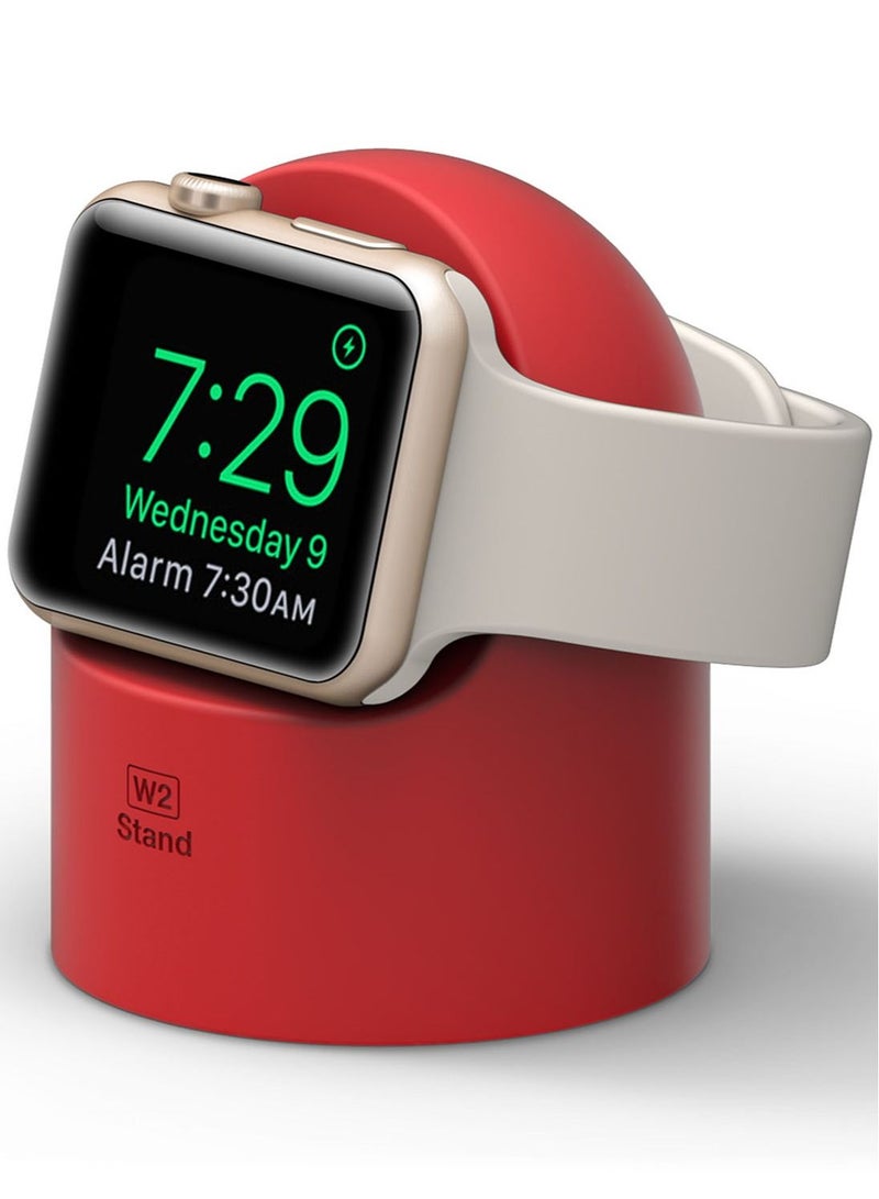 W2 Stand for Apple Watch Charger Stand compatible with Apple Watch Ultra, Series 8/SE2/7/6/SE/5/4/3/2/1 (49mm,45mm,44mm,42mm,41mm,40mm,38mm) - Red