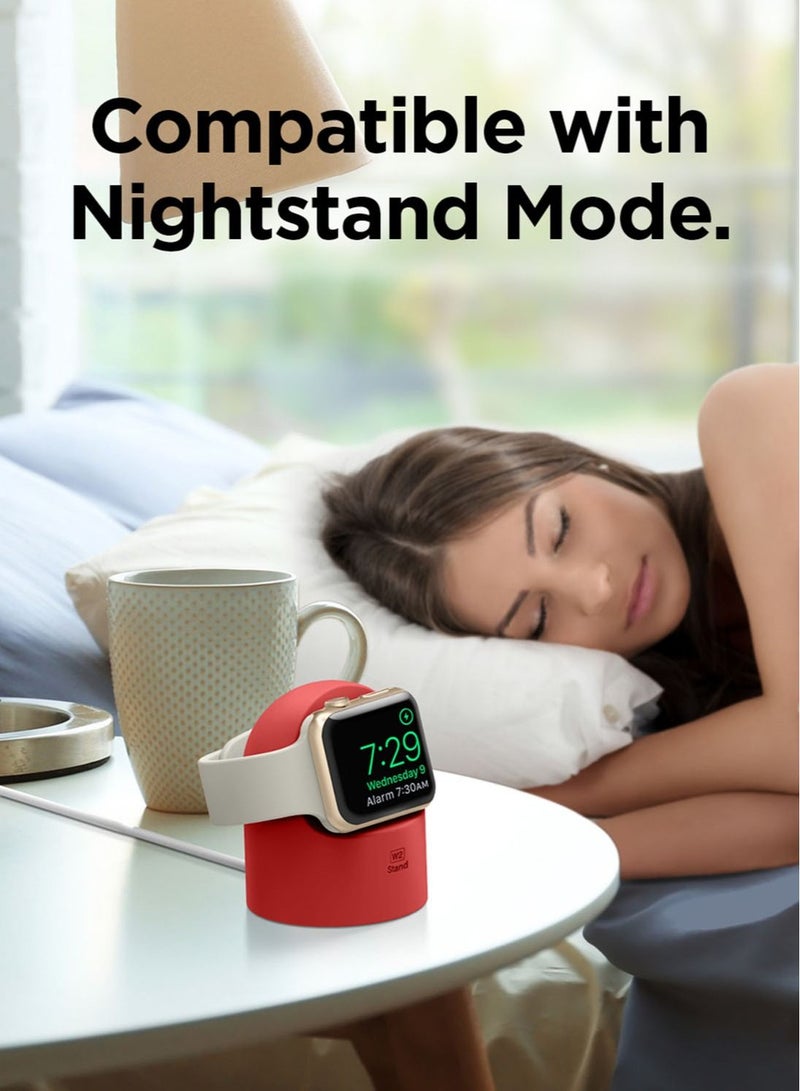 W2 Stand for Apple Watch Charger Stand compatible with Apple Watch Ultra, Series 8/SE2/7/6/SE/5/4/3/2/1 (49mm,45mm,44mm,42mm,41mm,40mm,38mm) - Red