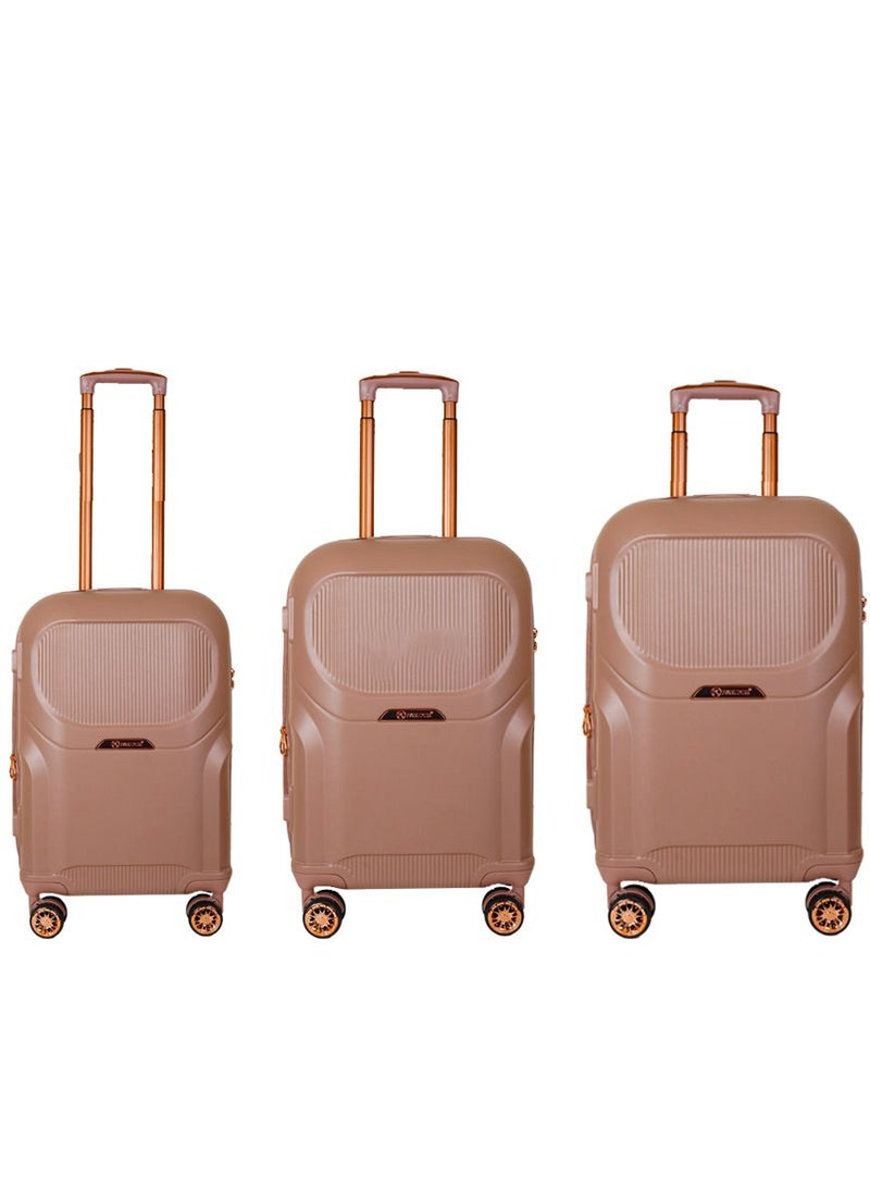 Trolley Luggage Sets 3 Piece Hard side Expandable Lightweight Durable Suitcase bag Sets Double Spinner Wheels TSA Lock pink colour