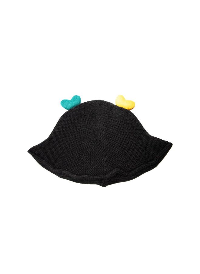 Applique Detail Sun Hat Black