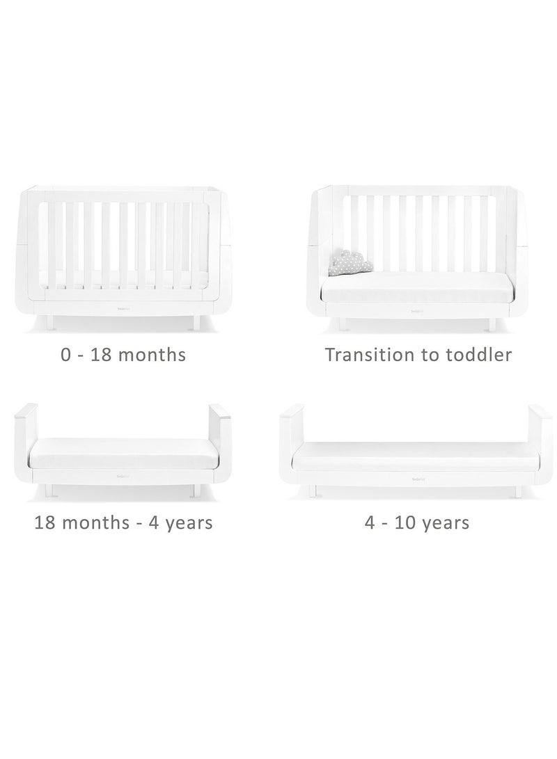 Snuzkot Mode Convertible Cot Bed With 3D Breathable Mesh Surface - White  120 X 81 X 25.5 Cm Suitable From 0 To 10 Years With Extension Kit
