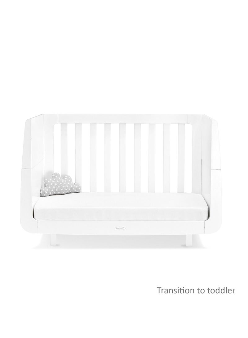 Snuzkot Mode Convertible Cot Bed With 3D Breathable Mesh Surface - White  120 X 81 X 25.5 Cm Suitable From 0 To 10 Years With Extension Kit