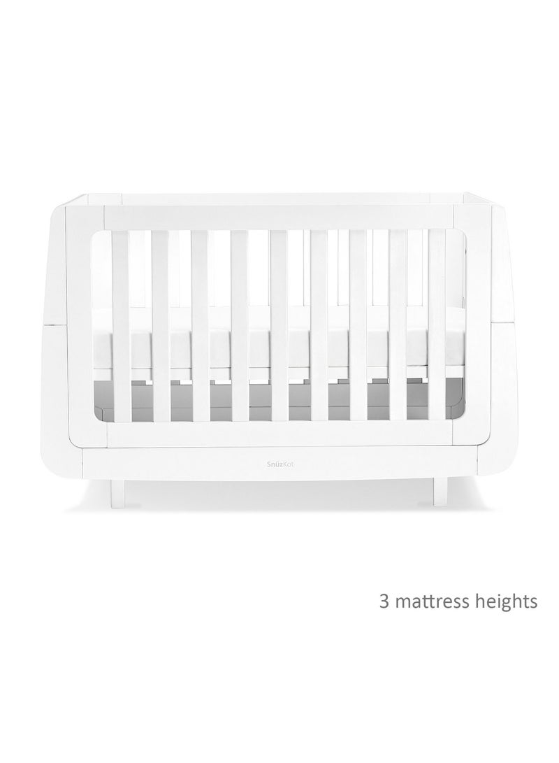 Snuzkot Mode Convertible Cot Bed With 3D Breathable Mesh Surface - White  120 X 81 X 25.5 Cm Suitable From 0 To 10 Years With Extension Kit