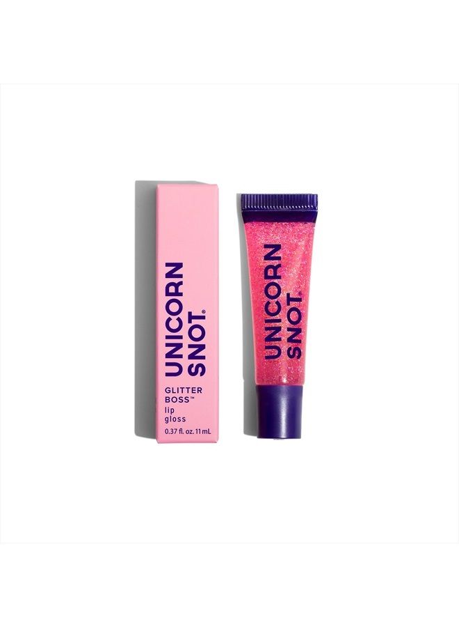Holographic Glitter Lip Gloss - Cosmetic Grade - Sparkle your Lips for Festivals, Rave Makeup, Fairy Face Paint - Vegan & Cruelty Free 0.37fl oz (Flamingo/Holographic Pink)
