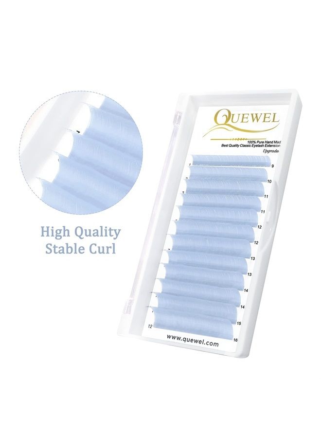 Colored Lash Extensions Volume Lash Extensions D Curl .07 Easy Fan Volume Lashes Baby Blue Lash Extensions 9-16mm Mixed Eyelash Extension Self Fanning 2D-20D Colored Lashes(Baby Blue .07D 9-16)