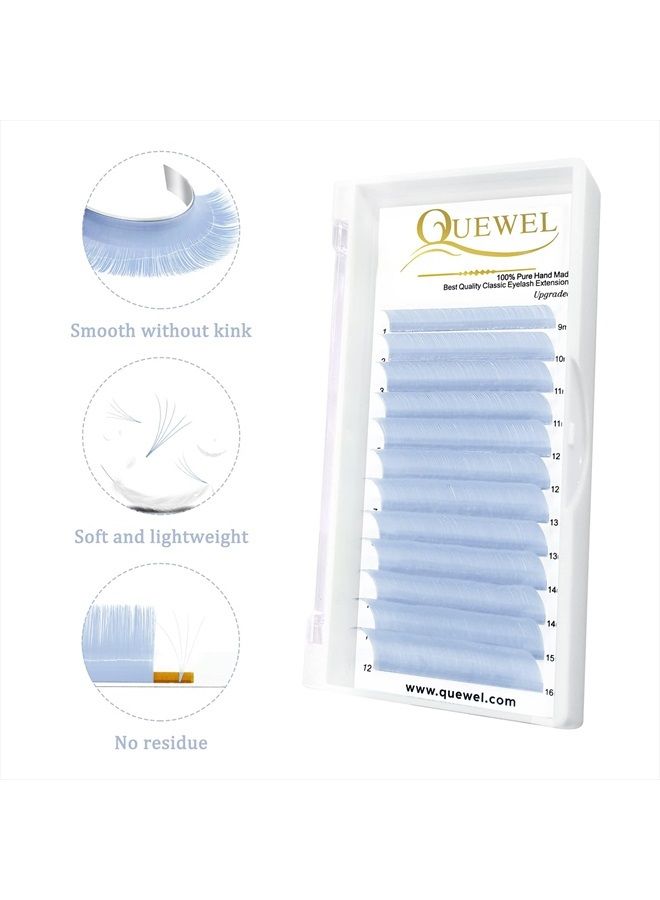 Colored Lash Extensions Volume Lash Extensions D Curl .07 Easy Fan Volume Lashes Baby Blue Lash Extensions 9-16mm Mixed Eyelash Extension Self Fanning 2D-20D Colored Lashes(Baby Blue .07D 9-16)