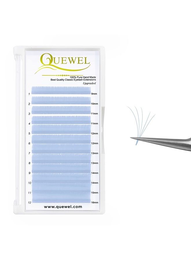 Colored Lash Extensions Volume Lash Extensions D Curl .07 Easy Fan Volume Lashes Baby Blue Lash Extensions 9-16mm Mixed Eyelash Extension Self Fanning 2D-20D Colored Lashes(Baby Blue .07D 9-16)