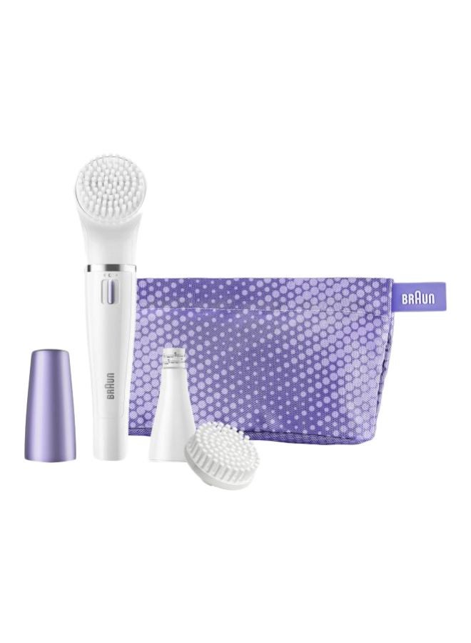 Facial Cleansing Brush with Epilator White/Purple